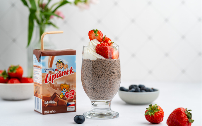 Čokoládový chia pudink z mléka Lipánek