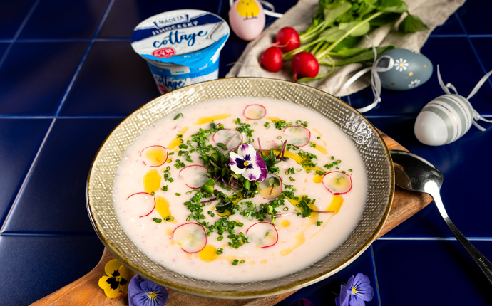 Krémová ředkvičková polévka s Jihočeským cottagem