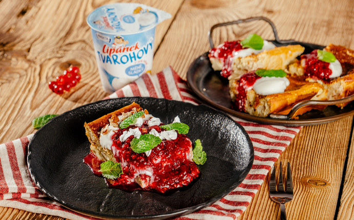 Malinový tvarožník se zázvorem a Tradičním Lipánkem